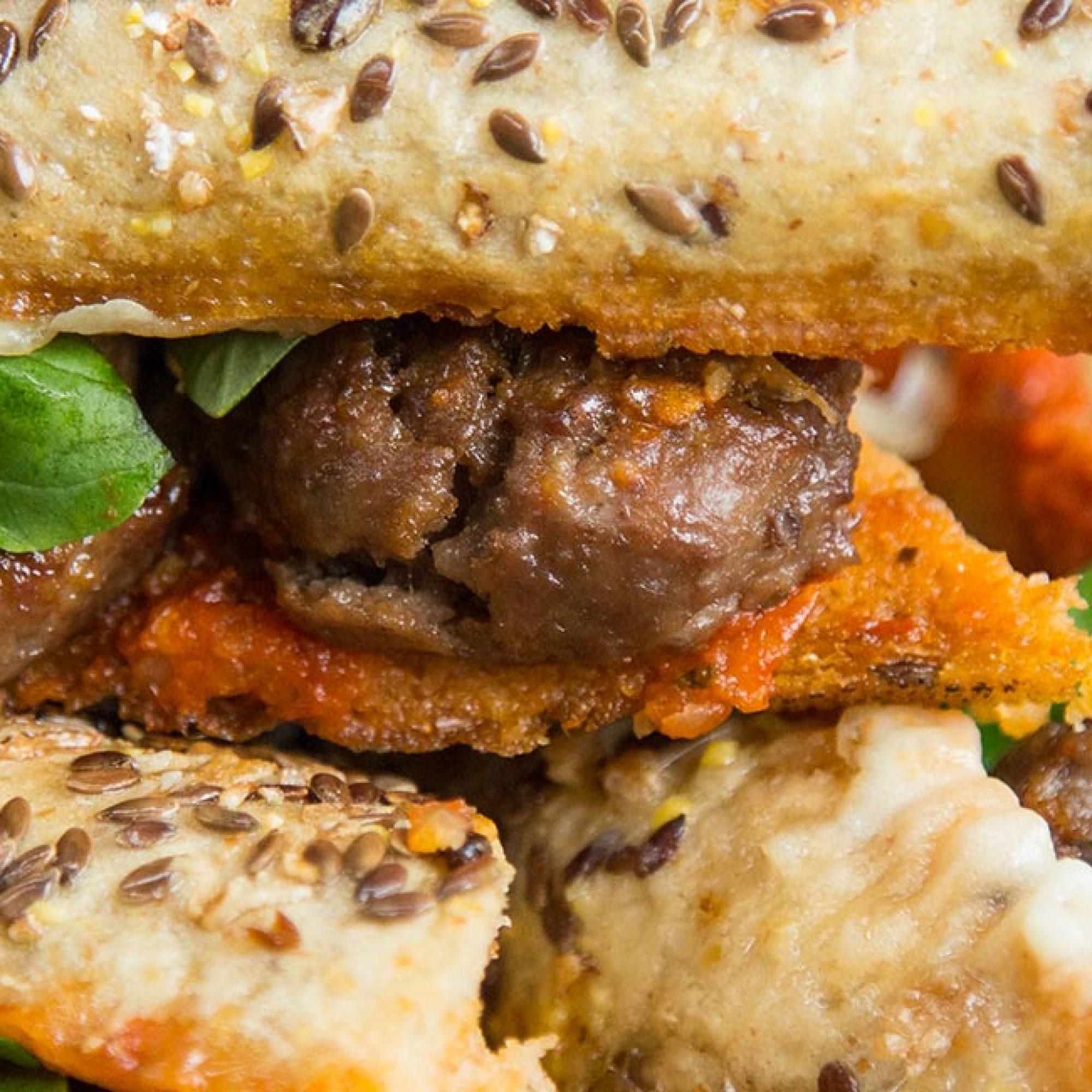 Beef Meatball and Mozzarella Baguette