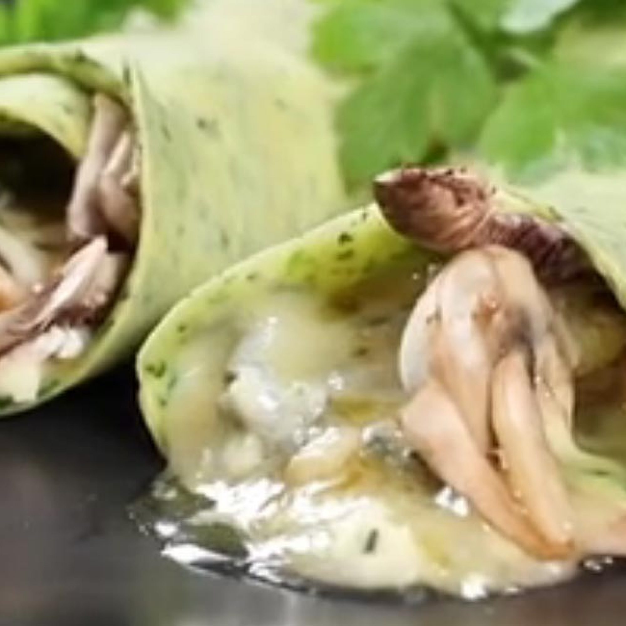 Crepes with Spinach, Cheese, Mushrooms