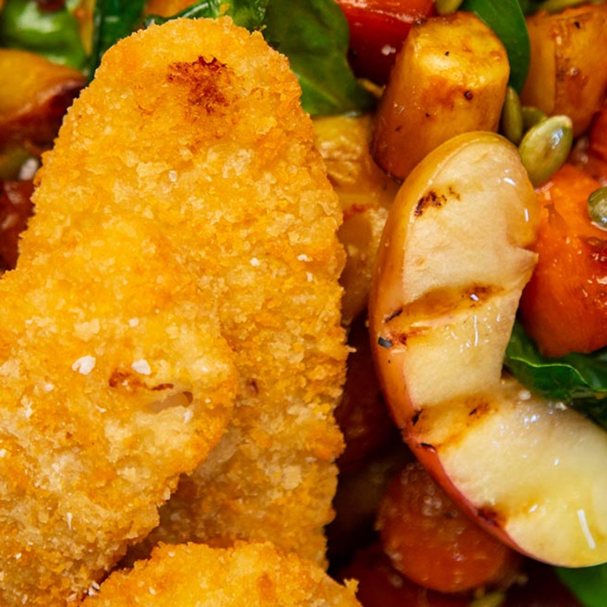 Crumbed Fish with Roasted Vegetable