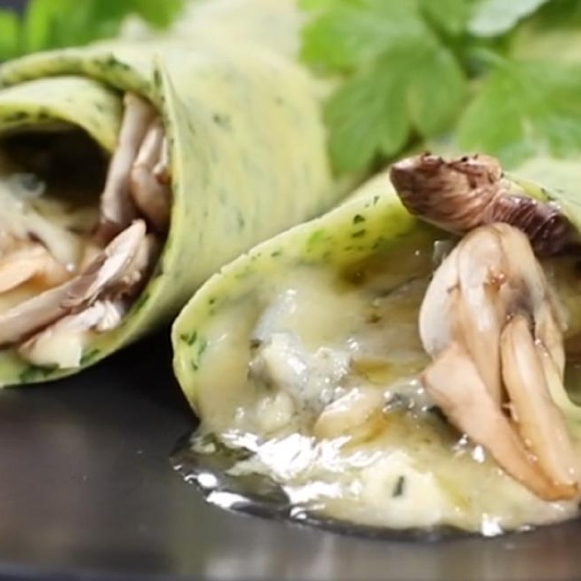 Mushroom and Spinach Crepes