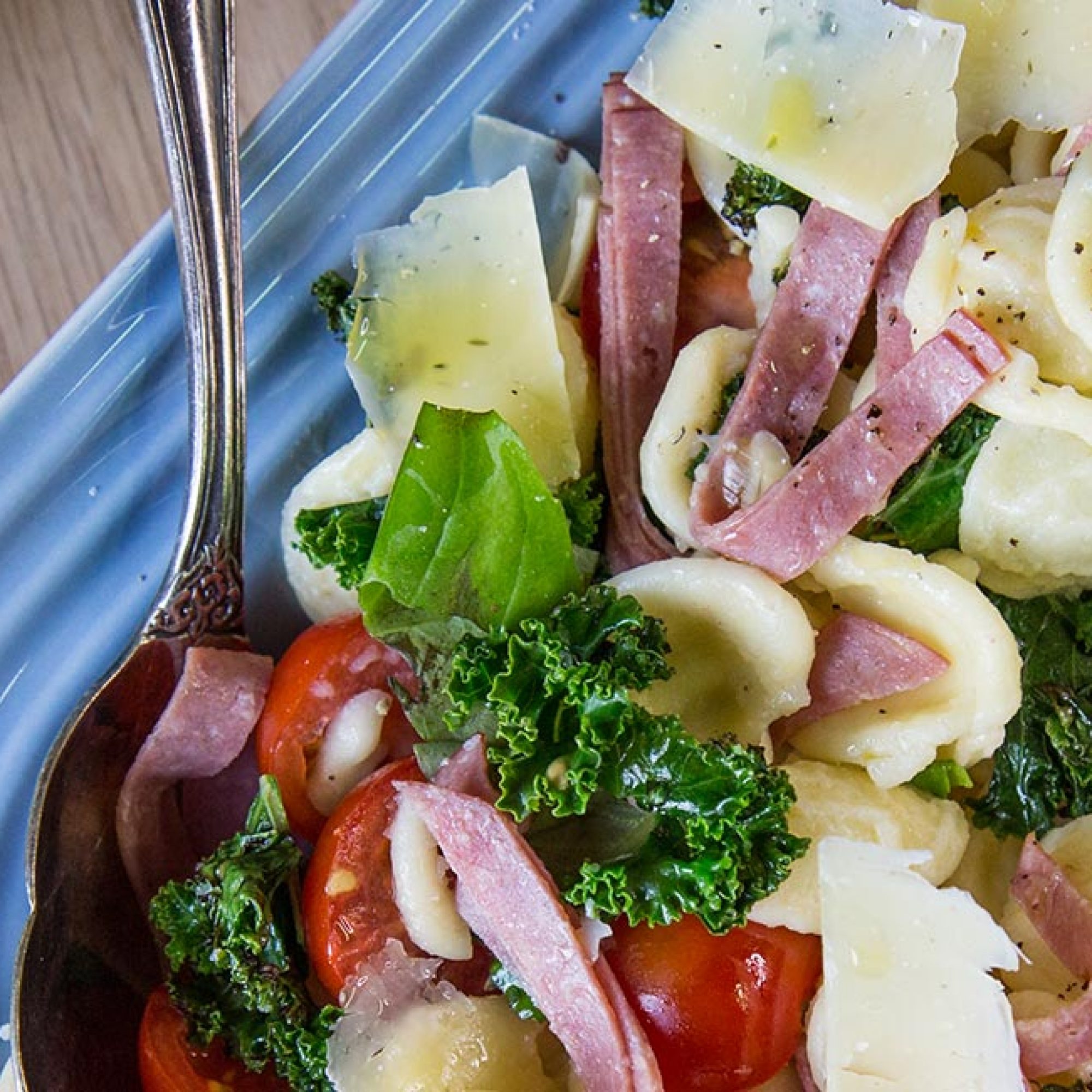 Orecchiette with Dutch Salami, Kale and Cherry Tomatoes