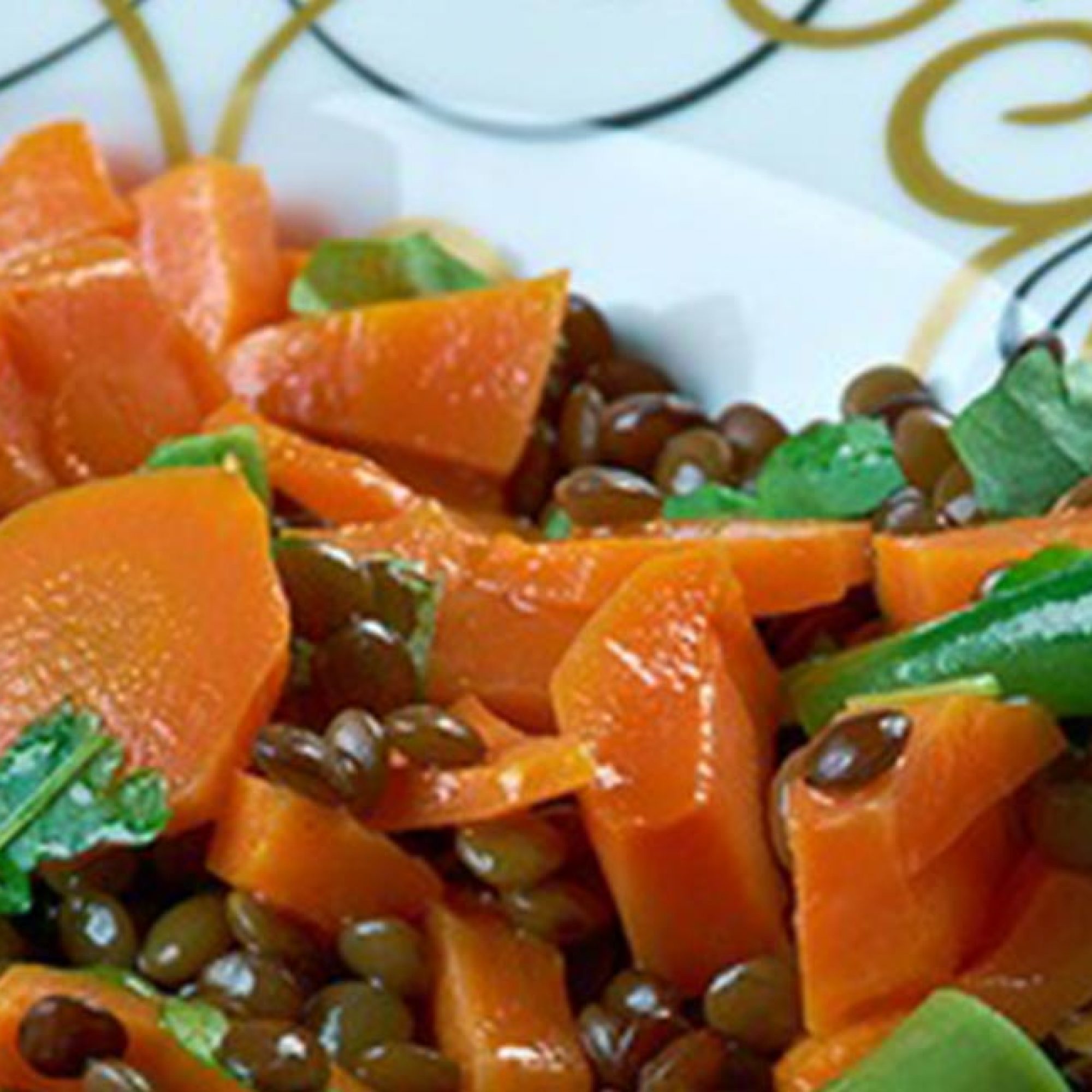 Puy Lentils with Baked Veges Recipe