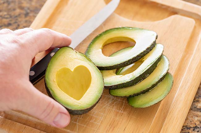 Avocado cut into hearts