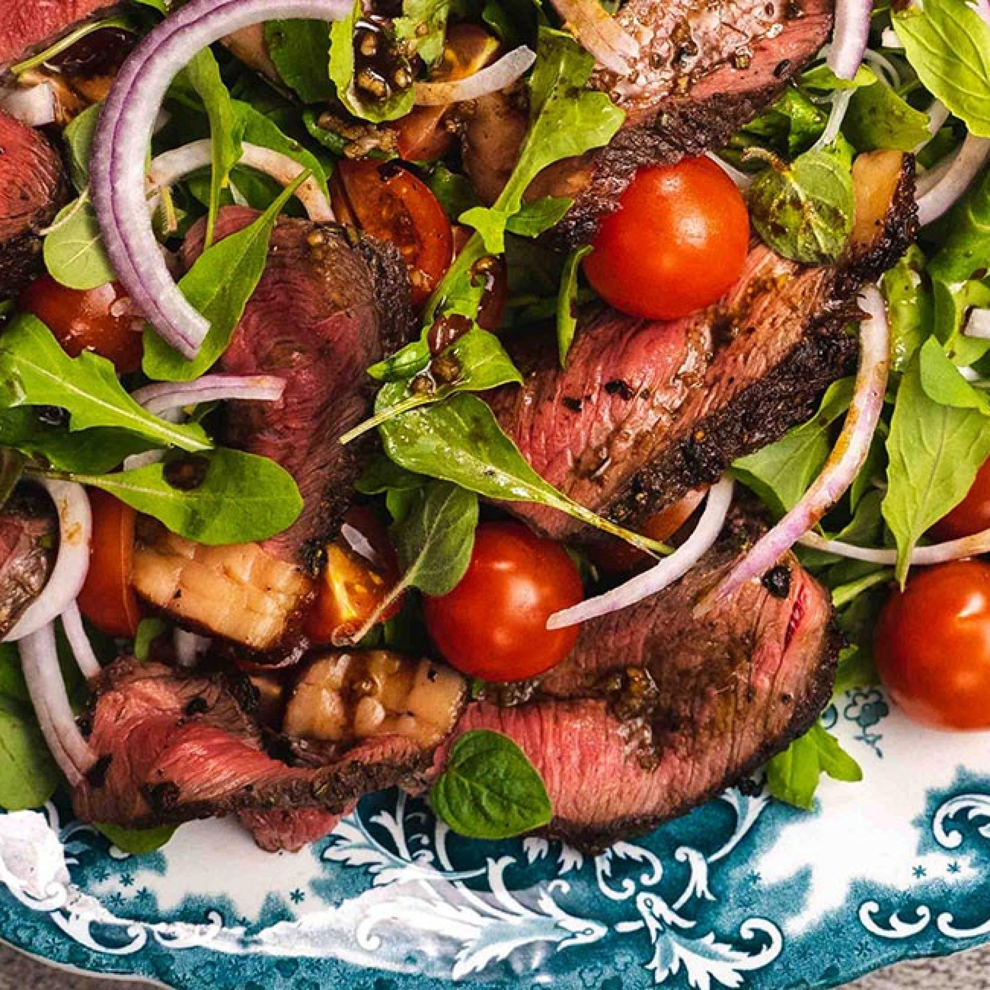 Beef steak tagliata with rocket salad recipe