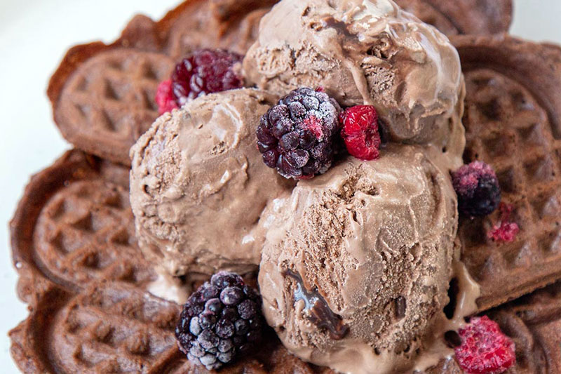 Chocolate waffles made with coconut oils