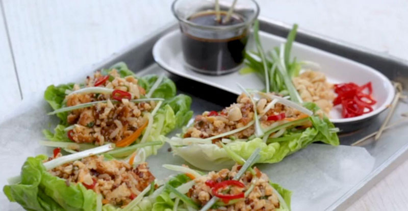 Ginger Honey Tofu Lettuce Cups with Extra Virgin Peanut oil