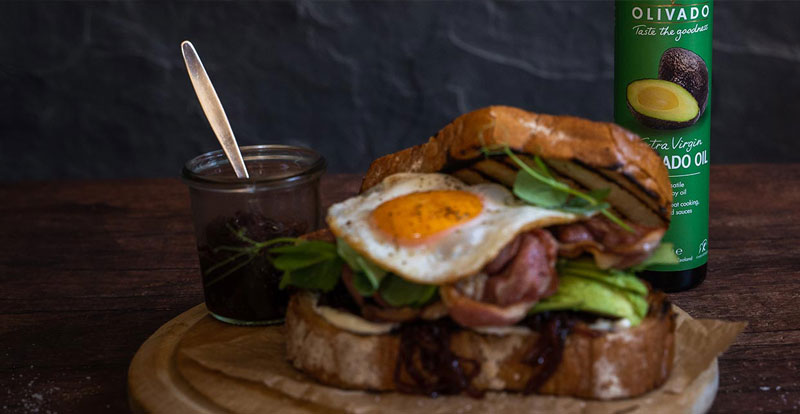 Lamb and egg sandwich with Olivado Avocado oil